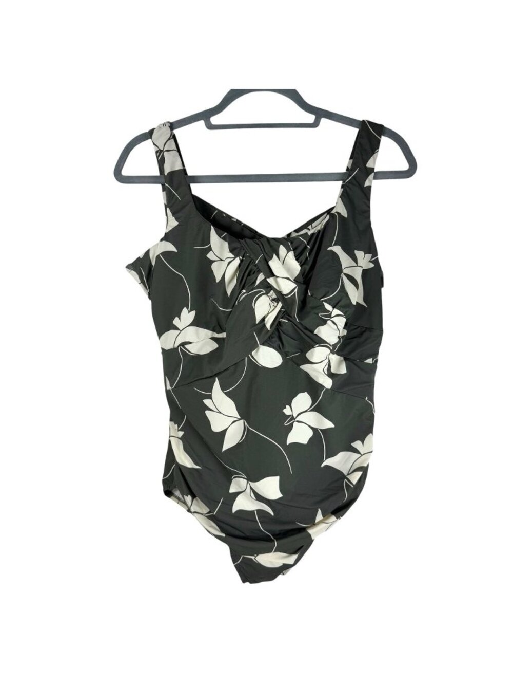 Lands' End Floral Carmela SlenderSuit Gray Floral one-piece Size 16W NEW